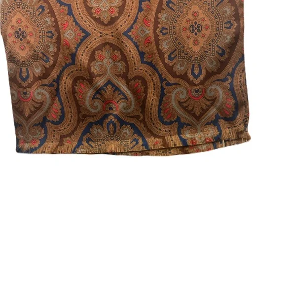 Polo by Ralph Lauren Brown and Blue Paisley Oblong Silk Scarf - Picture 4 of 4